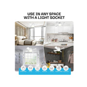 Bell & Howell 9965 Socket Fan Ceiling Fan with Light Adjustable Ceiling Light 1000 Lumens As Seen On TV