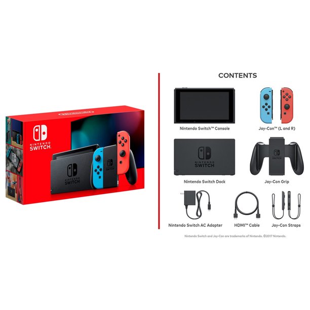 Nintendo HADSKABAA Switch 32GB Console - Neon Red/Neon Blue Joy