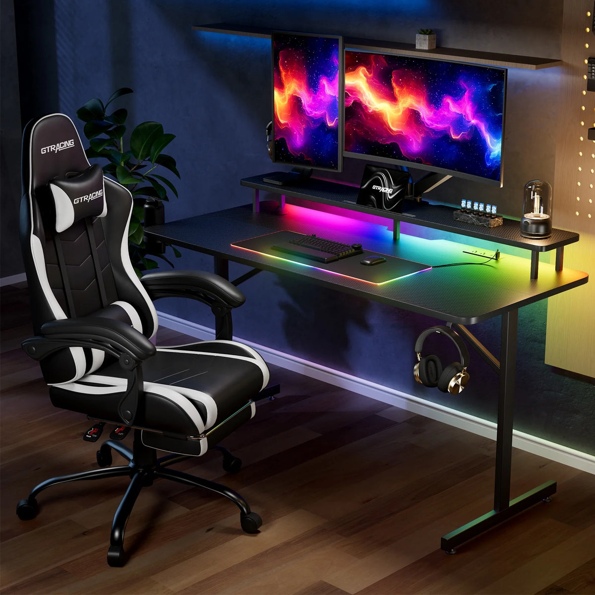 GTRACING GTZ-510-RGB Lumina Elite LED Gaming Desk, Integrated RGB