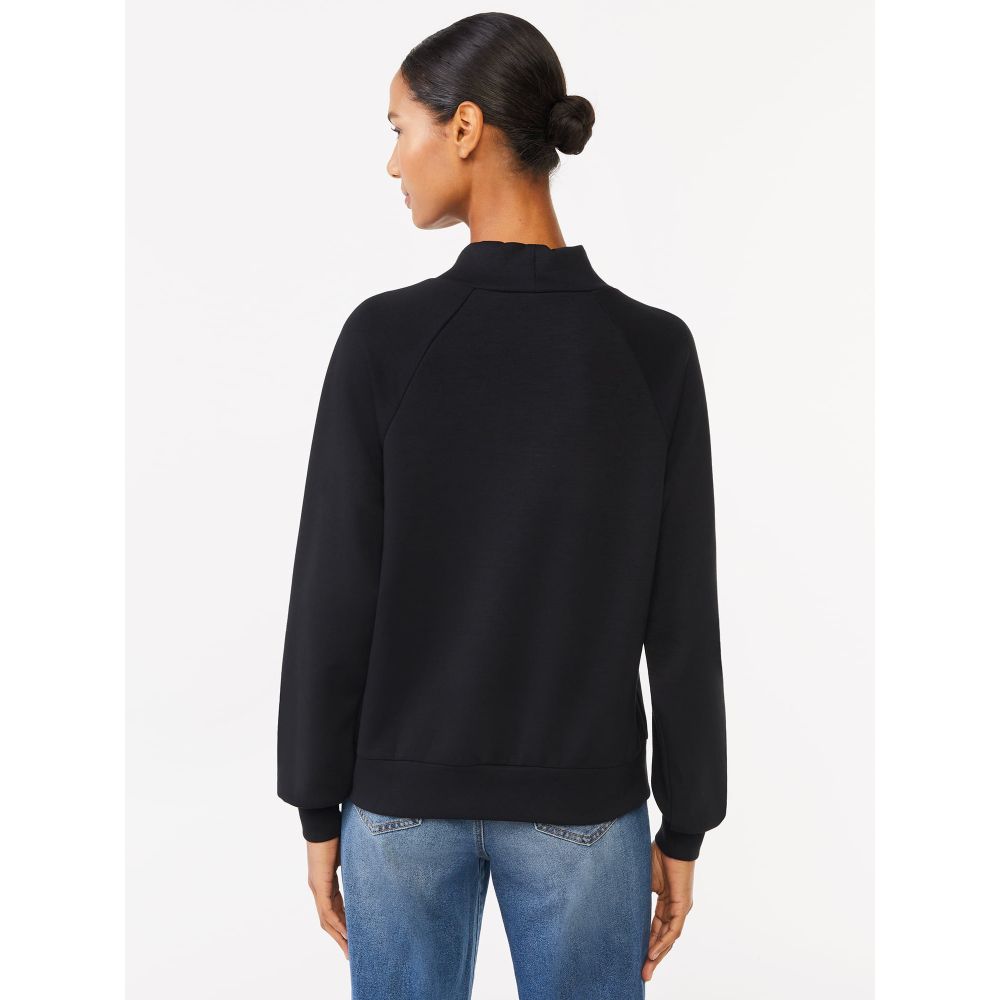 Scoop Women's Scuba Knit Funnel Neck Sweatshirt, M, Black - Washable –  VIPOutlet