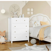 Homfa Kids Dresser of 5 Drawers, Dresser Chest with Easy Pull Handle for Bedroom, Living Room, White Finish