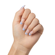 KISS Voguish Fantasy Press On Nails, Ending Scene Blue White Checkerboard, Medium Coffin, 28 Count