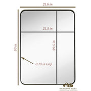 Hamilton Hills Polished Metal Wall Mirror, Contemporary Silver Stainless Steel Frame, 24 in x 36 in, Rectangular with Rounded Corners and Beveled Edges
