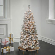 National Tree Company First Traditions 4.5 ft Acacia Medium Flocked Pre-Lit Artificial Christmas Tree with 100 Clear Incandescent Lights, Green, Includes Stand