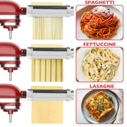 Wiselet 3 In 1 Pasta Maker Attachment for KitchenAid Stand Mixer, Stainless Steel Pasta Sheet Roller, Spaghetti and Fettucine Cutter, Adjustable Thickness, Heavy Duty