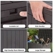 Gianna 31 Gallon Resin Deck Box, Waterproof UV Resistant Outdoor Storage, Brown, JBX