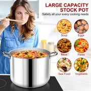 Vesteel 24 Quart Stainless Steel Stock Pot with Lid, Tri-ply Construction, Induction Compatible, Heavy Duty