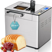 Simzlife Bread Maker, 25 Baking Programs, 2 lb Dough Capacity, Stainless Steel, Auto Fruit Nut Yeast Dispensers, Digital Display, BM002