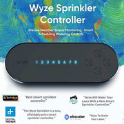 Wyze WSPRK1 Smart Controller 8-Zone WiFi 1 Year of Automatic Weather-Based Watering with Sprinkler Plus Black