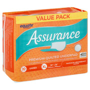 Equate 136041 Assurance Maximum Absorbency Unisex Premium Quilted Underpad, XL 30 Ct