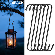 RYLZX 6 Pack 12 Inch Large Heavy Duty Iron S Hooks, Black Rubber Caps, Multipurpose Hanging Hooks for Plants, Baskets, Bird Houses, Kitchenware
