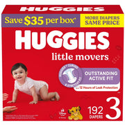 Huggies 990395993 Little Movers Baby Diapers, Size 3 (16-28 Pounds), 192 Count