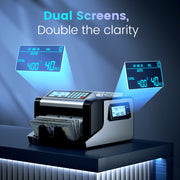 Aneken k08 Money Counter Machine with Value Count, UV IR MG DD Counterfeit Detection, 1200 Bills/Min, 200-Bill Hopper, Dual 3.7-Inch LCD Screens, Single Denomination, K08