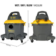 Koblenz WD-12 C4 Contractor 12 Gallon 6.0 Peak HP Wet Dry Shop Vacuum 3 in 1 with Blower Heavy Duty Gray