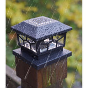 ExcMark HR23SFL188-BL-SET-4 Solar Lights for Fence Post Caps, Two Light Modes Warm and Cool White LED, Fits 4x4 and 6x6 Wooden and Vinyl Posts, Weatherproof ABS, 4-Pack, Black