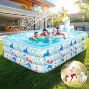 WonderStone 2 in 1 Inflatable Swimming Pool with Sprinkler, 118 x 71 x 24 in, White