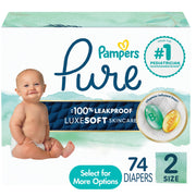 Pampers Pure Baby Diapers, Size 2 (74 Ct) - 100% Leakproof