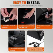 WheelX Center Console Armrest Organizer with Wireless Charging, Phone Holder, Dual Cup Holders, USB Port, Adjustable 7-Color LED Light, Universal Fit, Black