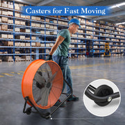 PRO CHOICE 24 in Industrial Drum Fan, 9260 CFM High Velocity Floor Fan, 3 Speed Air Circulator, 180 Tilt, Orange, FGD-24T-1