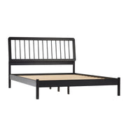 Walker Edison Spindle Midcentury Modern Solid Wood Queen Size Bed Frame, Black, 44.88 in H x 63.75 in W x 85 in L, CMAB5CBL