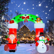 Beirui Belita Amy 8.2ft Christmas Inflatable Outdoor Decoration, Santa Claus and Snowman Arch with Built-in LED Lights, Waterproof Fabric