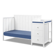 Sorelle Essex 4-in-1 Convertible Crib & Changer, White, Wooden Baby Bed with Storage Drawers and Padded Changer, Toddler and Full-Size Bed Conversion, 2050-WH