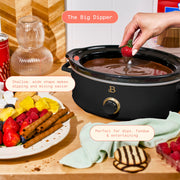 Beautiful 29248 2.5 Qt Dip & Serve Manual Slow Cooker with Shallow Wide Basin, Matte Black Sesame