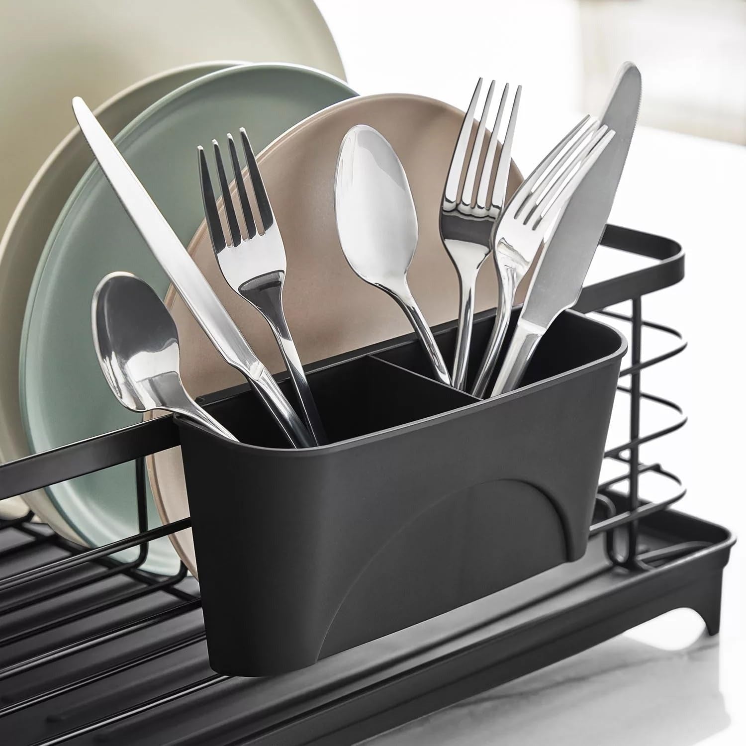 Modern Dish Rack with Utensil Caddy and Glassware Holder – VIP Outlet
