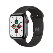 Apple Watch Gen 5 Series 5 Cell 44mm Space Black Stainless Steel - Black Sport Band MWW72LL/A