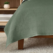 Mainstays Garment Washed Stripe Quilt, Full/Queen, Light Green, Soft Microfiber, Hypoallergenic, Machine Washable