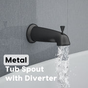 ROSYNEY Shower and Tub Faucet Set - with Tub Spout (Valve Included), Black Shower Head and Handle Set with Handheld,Matte Black