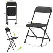 Capri Plastic Folding Chair, Black, Steel Frame, Stackable Foldable Design, 10 Pack, 350 lb Capacity, FDPC10-BL