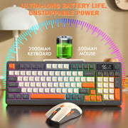ZIYOU LANG T96 Wireless Gaming Keyboard and Mouse Combo, Dual Bluetooth and 2.4G, RGB Backlit Mechanical Feeling Keyboard with Smart Display and Multimedia Knob, 4000 DPI Gaming Mouse