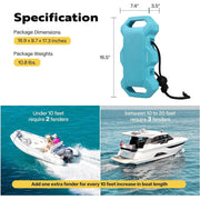 SPECSTAR EVA Boat Fenders, 4 Pack, Blue, UV and Seawater Resistant, with Nylon Rope and Fixed Lock for Yachts, Sailing Dinghies, Bass Boats