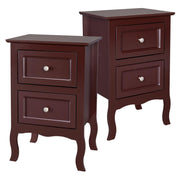 FCH UBesGoo Nightstand, 2-Drawer Bedside Table, Country Style Set of 2, Brown - Wood End Side