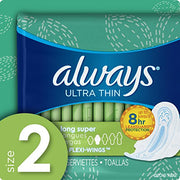 Always 3700081690 Ultra Thin Super Pads, With Wings, 58 Count