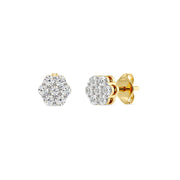 Gilded 1/4 Carat Total Weight Lab-Grown Diamond 14KT Yellow Gold Plated Silver Stud Earrings for Women, 0.25 ct