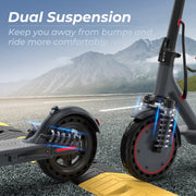 AOVOPRO TMAX Electric Scooter, 500W Motor, 21 mph Top Speed, 10-Inch Solid Tires, Dual Hydraulic Shock Absorption, Dual Braking System, App Control, Gray