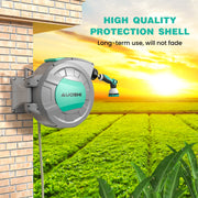 AUOSHI Retractable Garden Hose Reel, 1/2 Inch Diameter, 100ft PVC Hose with 10-Function Spray Nozzle, Wall Mount with 180-Degree Swivel Bracket, Slow Return System, ZYW03-S30