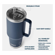 YETI Rambler Straw Mug, Stainless Steel, Vacuum Insulated, Firefly Yellow, 42 oz, 70000004055