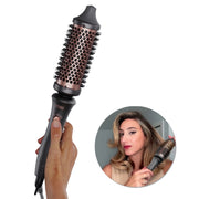 TYMO STYLUX Heated Round Brush, 3-in-1 Styling Tool with 1.7-Inch Ceramic Barrel, T-Gloss Keratin Coating, Dual Voltage, Black