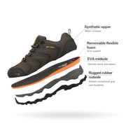 Burudani Men's Waterproof Hiking Boots, Ankle-High, Wide Fit, Lace-Up, Size: 7, Brown Black Tan
