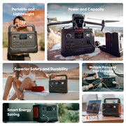Jackery JE-300C Explorer 300v2 Auto Kit Portable Power Station, 288Wh Capacity, 300W Continuous Output, 600W Peak, Six Ports, 12V Battery Charging Cable, Black
