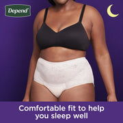 Depend Night Defense Adult Diapers for Women, Large, Overnight Absorbency, Pink, 72 Count