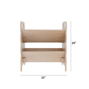 House of Happy Wiggle Two-Tier Storage Unit, Natural Finish, Durable Manufactured Wood, Compact Bookshelf with Whimsical Wavy Design