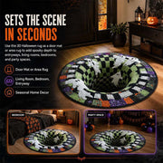 AZQIKPX 3D Halloween Rug, Candy Corn Abyss Quilted Round Indoor Area Rug, Soft Non-Slip