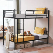 Zimtown Twin Over Twin Steel Bunk Beds Frame With Ladder, Black