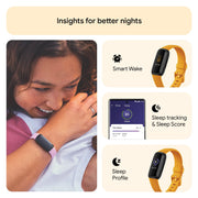 Fitbit Inspire 3 Fitness Tracker, Morning Glow Black, Silicone Band, 24/7 Heart Rate, Sleep Tracking, Stress Management, Water-Resistant, FB424BKYW