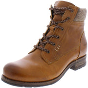 Taos Womens Cutie Ankle Boots, Golden Tan Leather with Faux Fur Lining, Lace-Up and Outside Zipper, Padded Wool Collar, Removable Dual Density Footbed, CTI-6790