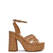 DV Dolce Vita Whishora Platform Block Heel Sandal, Woven Raffia, Adjustable Ankle Strap, Open Toe, 4.5 in Heel